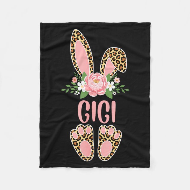 Blommig leopard gigi kanin glad påsk vår Flor Fleecefilt (Framsidan)