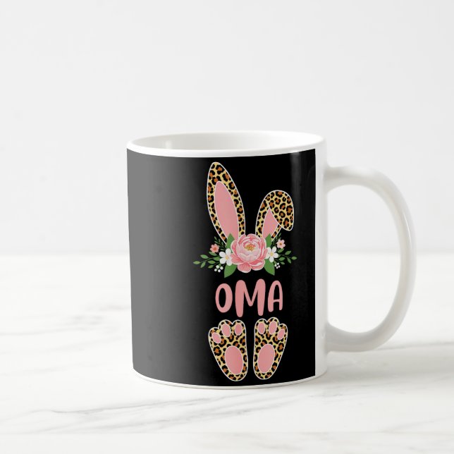 Blommig leopard oma kanin glad påsk vår Flora Kaffemugg (Höger)