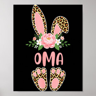 Blommig leopard oma kanin glad påsk vår Flora Poster