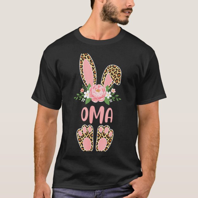 Blommig leopard oma kanin glad påsk vår Flora T Shirt (Framsida)