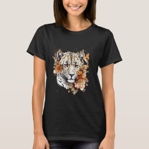 Blommig Leopards Blom Art Gepard Stor Katt Jaguar T Shirt