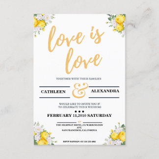 Blommig Lesbisk Bröllopsinbjudan Porträtt Inbjudningar