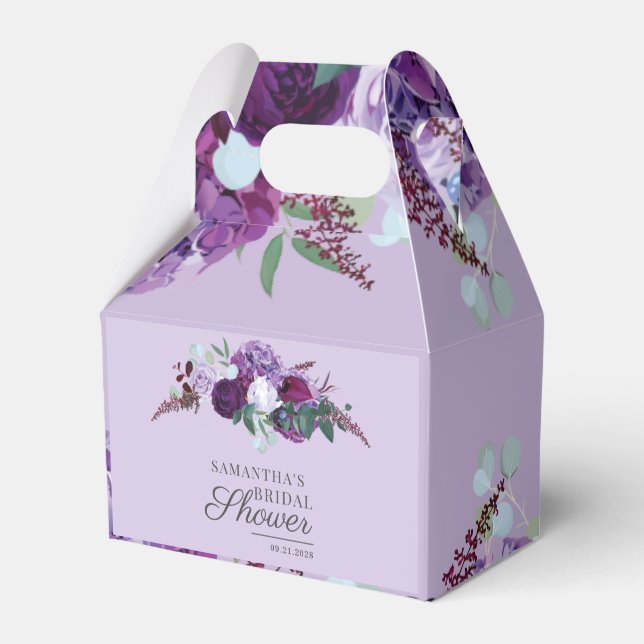 Blommig lila grönska Botanisk Bröllopsfest Presentaskar (Framsidan Sidan)