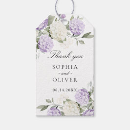 Blommig lila Hydrangea Grönska Bröllop Tack Presentetikett