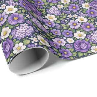 blommig lila presentpapper