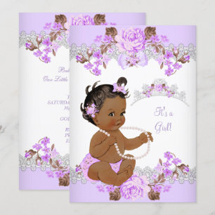 Blommig lila prinsessa baby shower etniskt flickeb inbjudningar