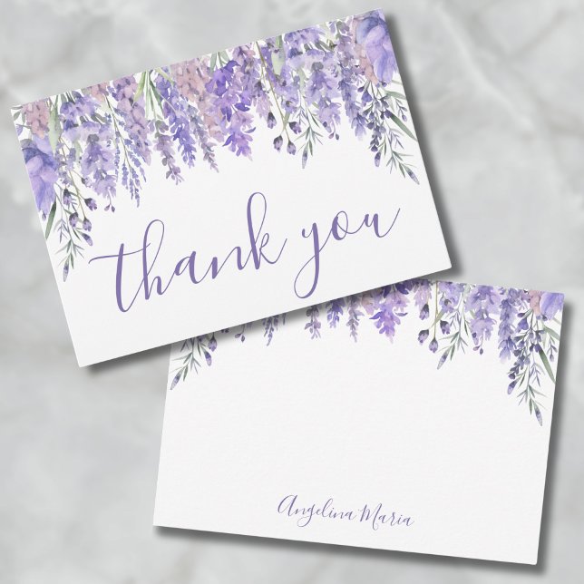 Blommig lila Quinceañera födelsedag Tack Kort (Floral Purple Quinceañera Birthday Thank You Card)
