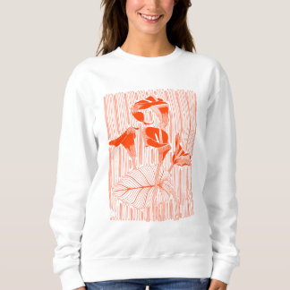 Blommig linjekonst minimalistisk med orange växter t shirt