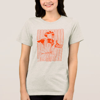 Blommig linjekonst minimalistisk med orange växter t shirt