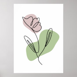 Blommig linjekonst poster