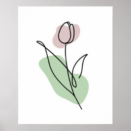Blommig linjekonst poster