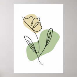Blommig linjekonst poster