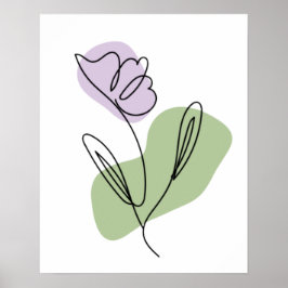 Blommig linjekonst poster
