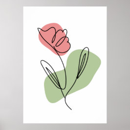 Blommig linjekonst poster
