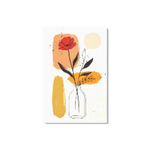 Blommig linjekonst väggdekor Canvas konst