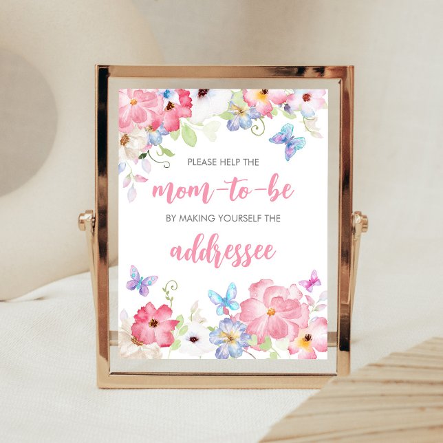 Blommig liten fjäril Kuvert Station skylt (Butterflies Baby Shower Envelope Station Sign)