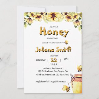Blommig  Liten Honey Bee Bikake Babyfirande Inbjudningar
