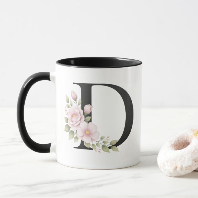 Blommig Logotyp med Bokstaven D Mugg (Med munk)