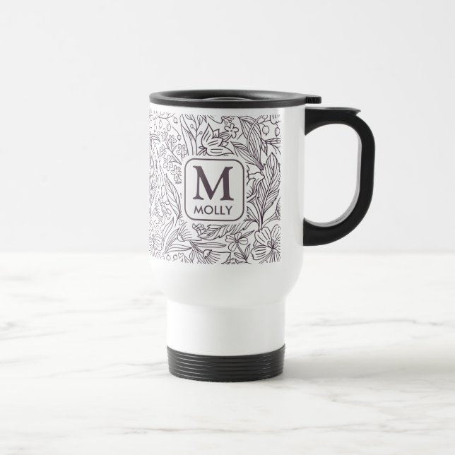 Blommig lugn: Anpassad monogram-reskaffekopp Resemugg (Höger)