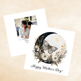 Blommig Mål och Måne Glad Mors Dag Julkort