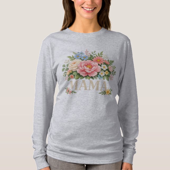 Blommig Mama T-shirt (Framsida)