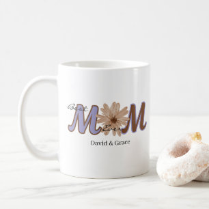 Blommig MAMMA Anpassat Namn Elegant Bokstavsdesign Kaffemugg