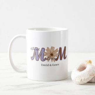 Blommig MAMMA Anpassat Namn Elegant Bokstavsdesign Kaffemugg