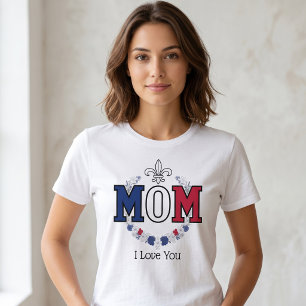 Blommig Mamma-design i franska flaggans färger T Shirt