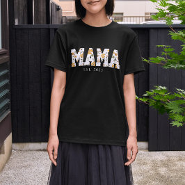 Blommig Mamma EST Anpassad Present till Mamma T Shirt
