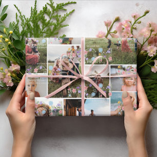 Blommig MAMMA Fotokollage Personlig 10 Foto Presentpapper