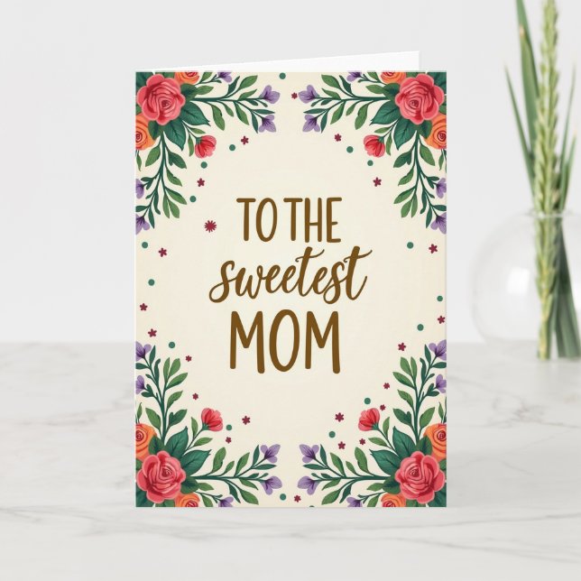 Blommig Mamma Gratulationskort Kort (Framsida)
