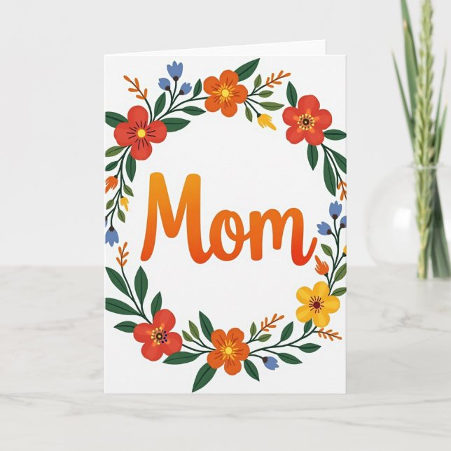 Blommig Mamma Illustrationskort Kort (Framsida)