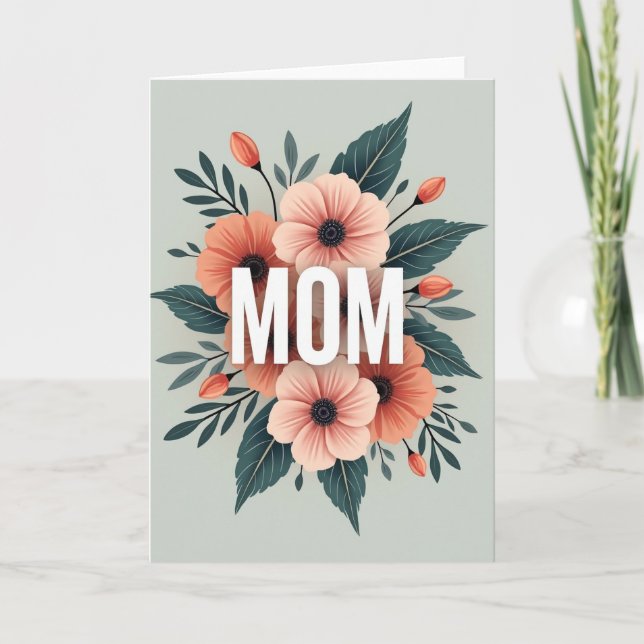 Blommig Mamma Kärlekskort Kort (Framsida)