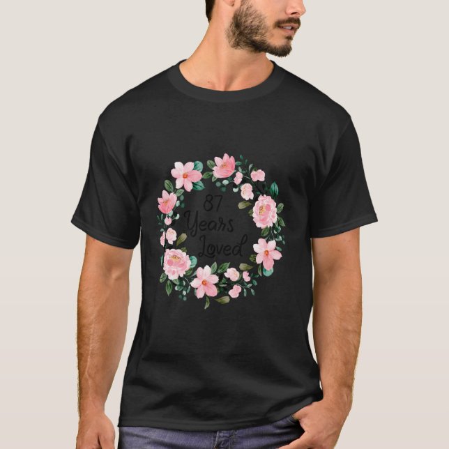 Blommig Mamma Mormor 87 87:e T Shirt (Framsida)
