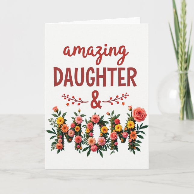 Blommig Mamma Otrolig Dotter Kort (Framsida)