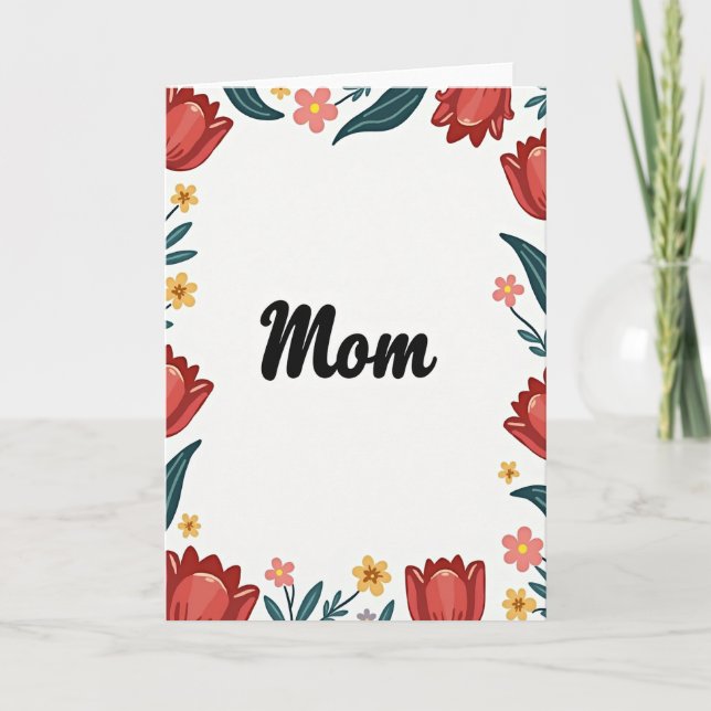 Blommig Mamma Skript Stil Kort (Framsida)