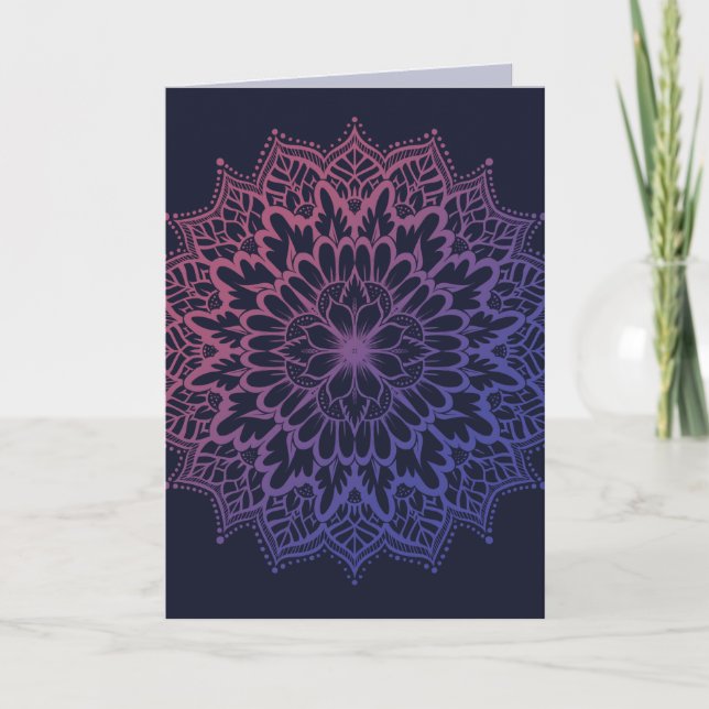 Blommig Mandala Blomma Yoga Kort (Framsida)