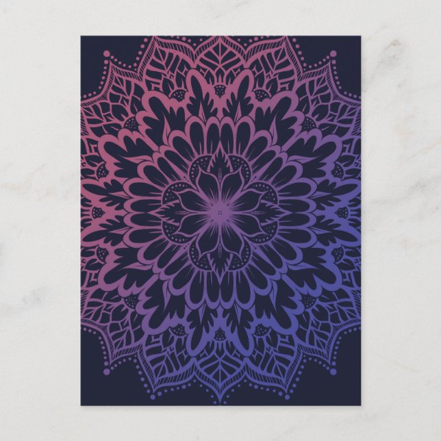 Blommig Mandala Blomma Yoga Vykort (Framsida)