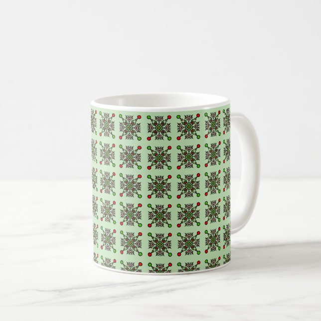 Blommig Mandala-mönster Kaffemugg (Framsida höger)