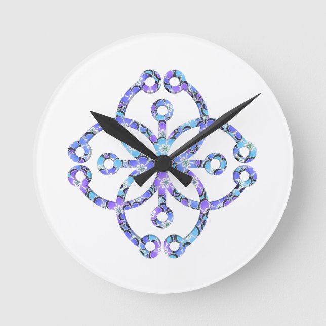 Blommig Mandala Rund Klocka (Framsida)