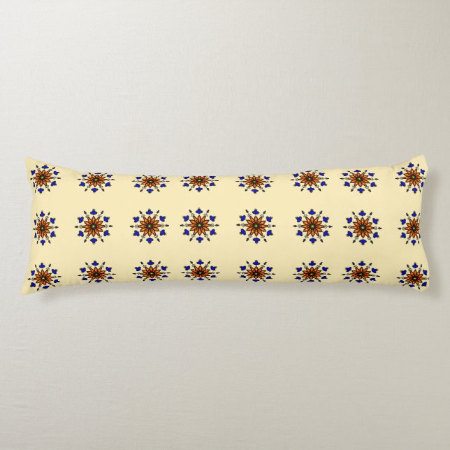 Blommig Mandala Sömlös Kroppskudde (Framsidan)
