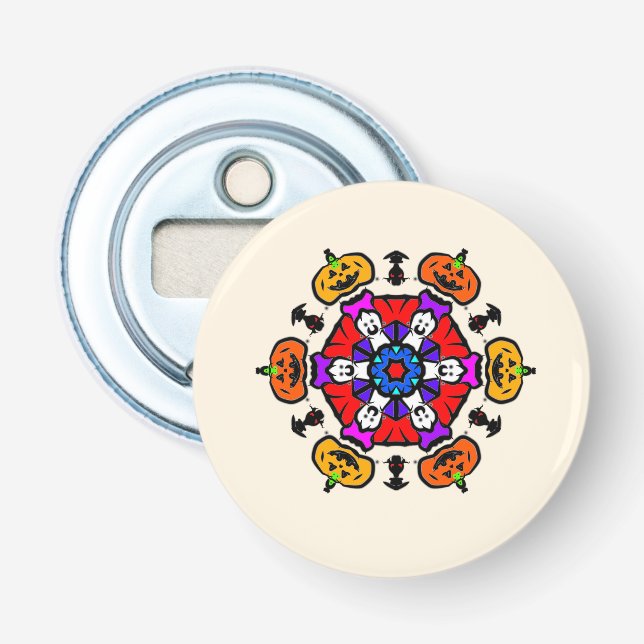 Blommig Mandala Sömlös Mönster Flasköppnare (Framsidan)