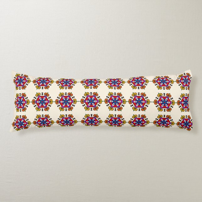 Blommig Mandala Sömlös Mönster Kroppskudde (Framsidan)