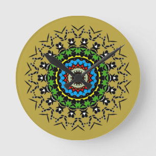 Blommig Mandala Sömlös Rund Klocka