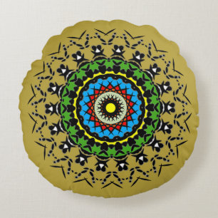 Blommig Mandala Sömlös Rund Kudde