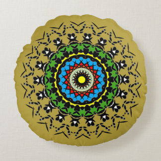 Blommig Mandala Sömlös Rund Kudde