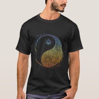 Blommig Mandala Yin Yang Minimal Tai Chi Taoism  T Shirt