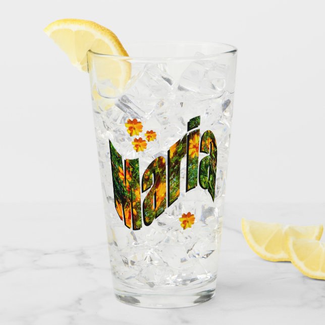 Blommig Maria Namn Logotyp, Glaskopp (Framsida Ice)