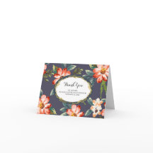 blommig marinblå-guld bröllop tack