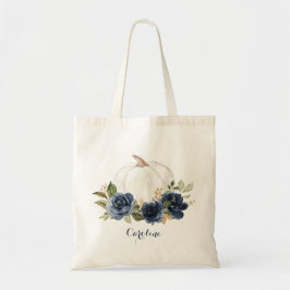 Blommig marinblå pumpa höst brudtärnor tygkasse